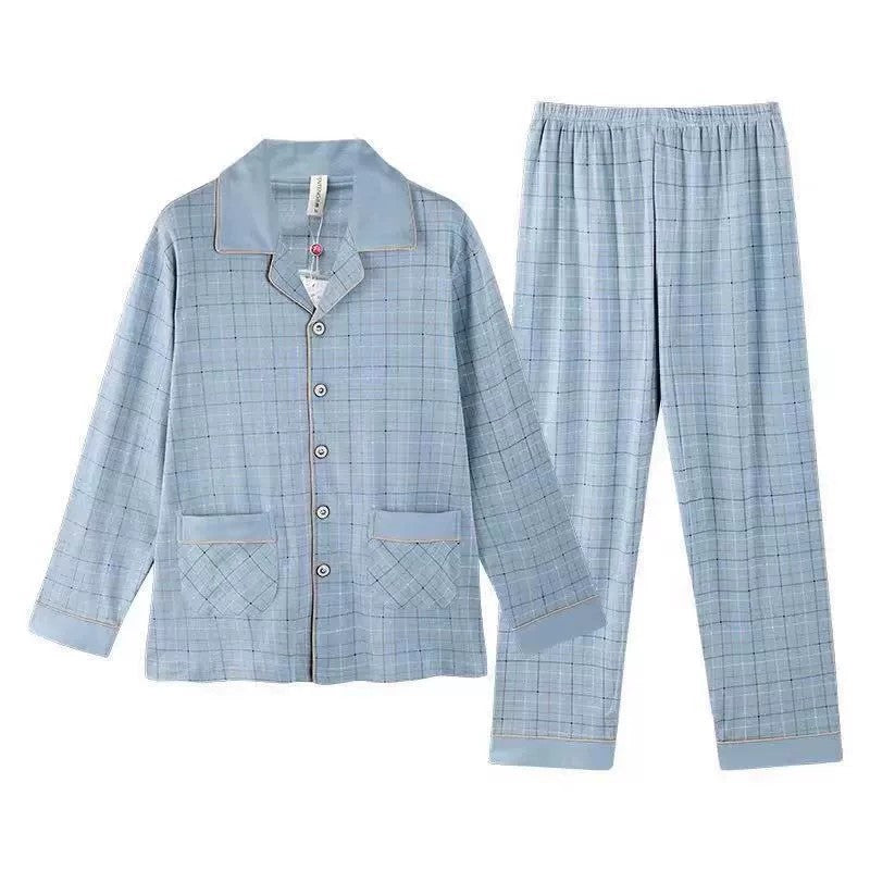 Herren-Pyjama aus 100% Baumwolle, langärmelig