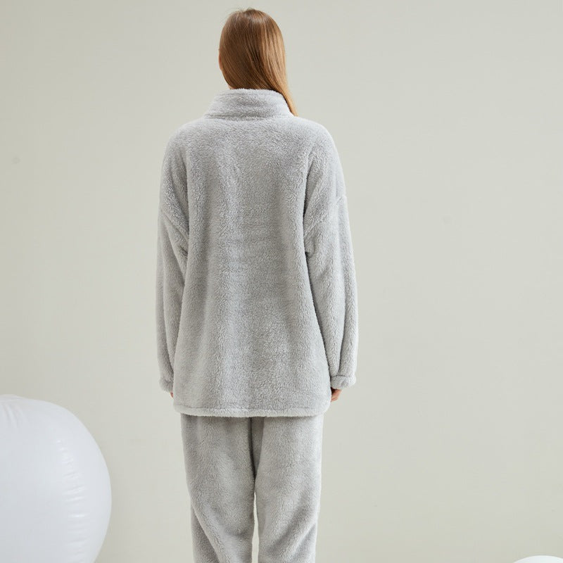Damen-Pyjama-Set aus weichem Fleece, Langarm