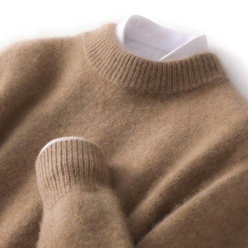Herren-Wollpullover, Stehkragen, Business-Casual
