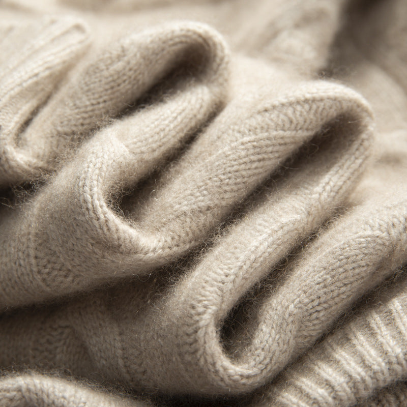 Herren-Kaschmirpullover, Zopfmuster, schweres Strickdesign