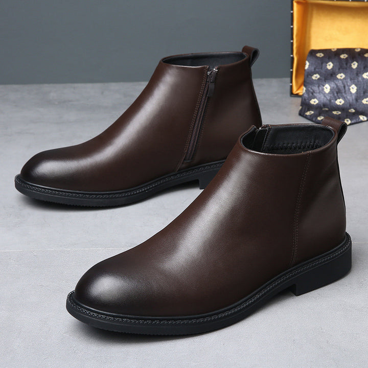 Herren-Chelsea-Stiefel, Echtleder, gefüttert, warm