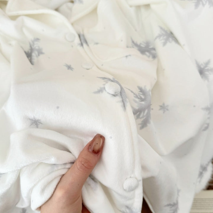 Damen-Pyjama mit Schneeflocken-Design, warmes Insel-Fleece