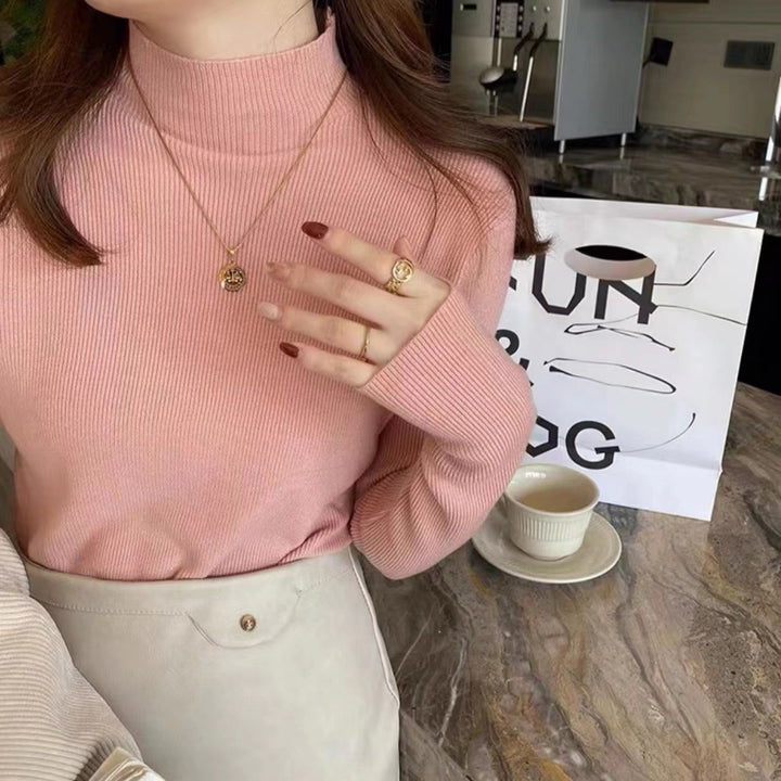 Damen-Strickpullover, Rundhals, langärmelig, figurbetont