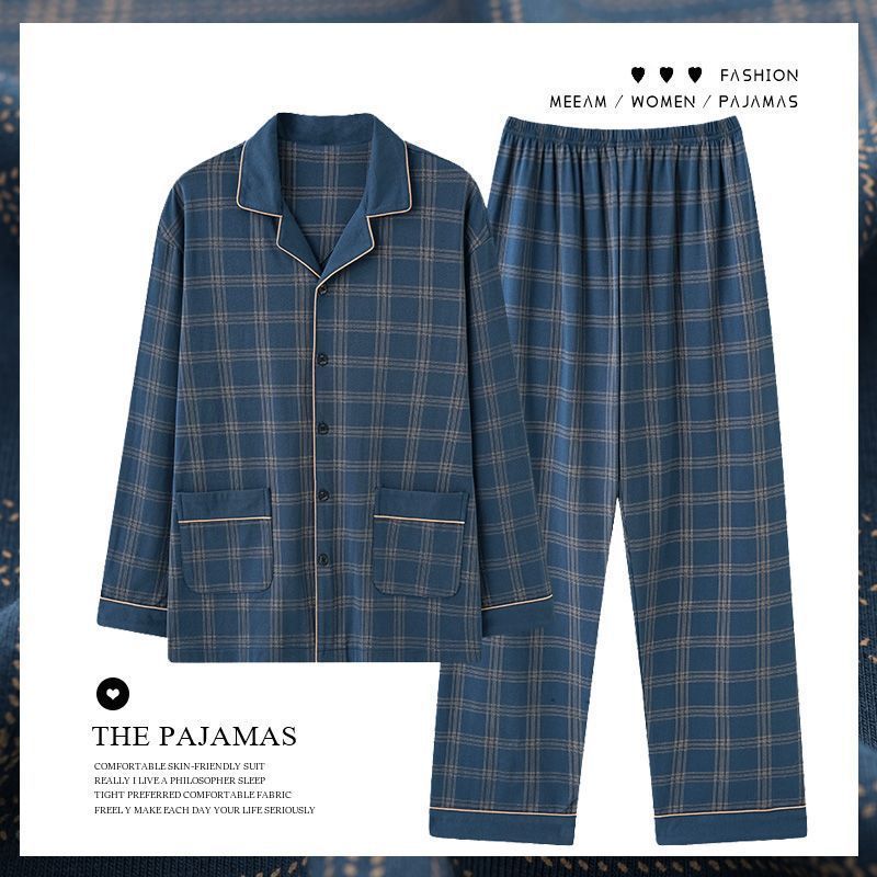 Herren-Pyjama aus 100% Baumwolle, langärmelig