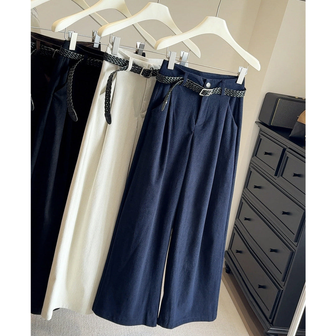 Damen-Cordhose mit weitem Bein und hohem Bund