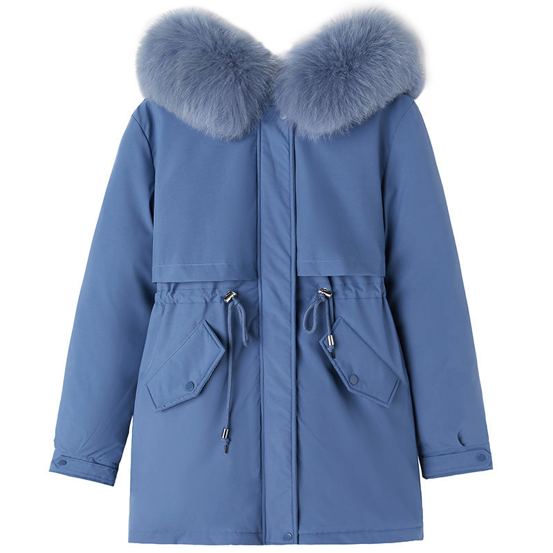 Damen-Parka, mittellang, gefüttert, Kunstfellkragen