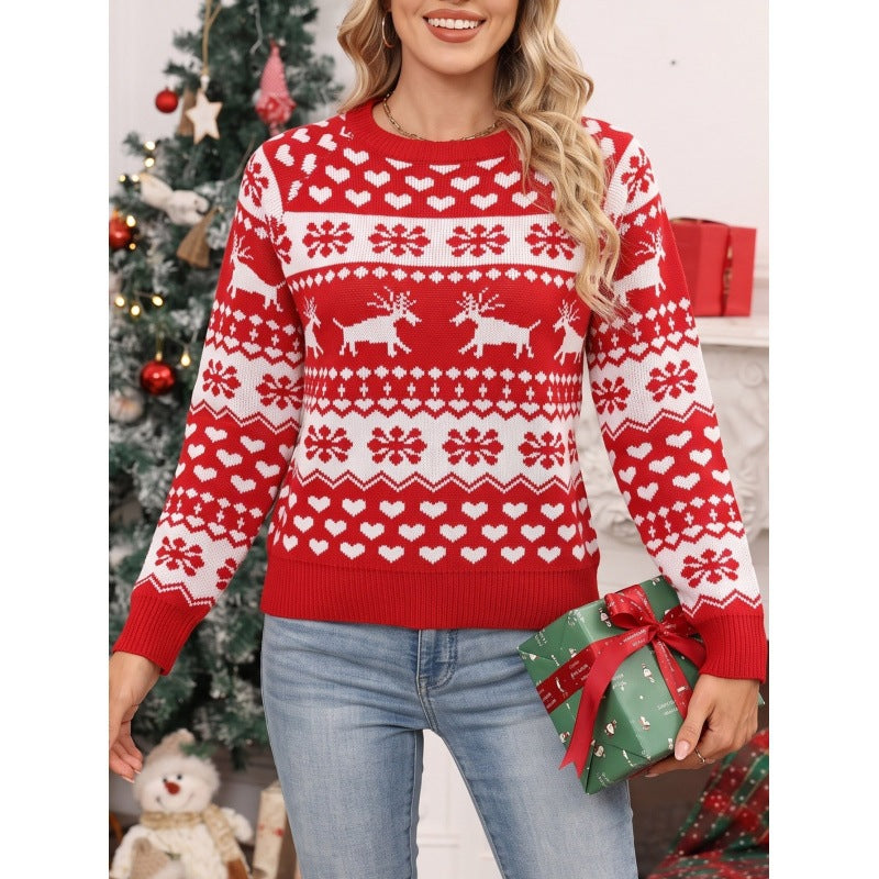 Fair-Isle Strickpullover mit Rentier-Motiv
