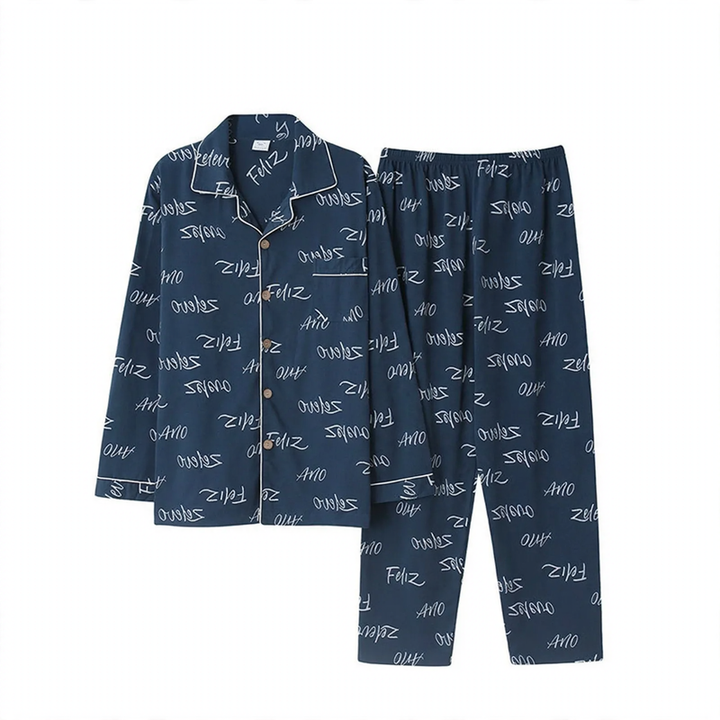 Herren-Pyjama-Set aus reiner Baumwolle, kariert