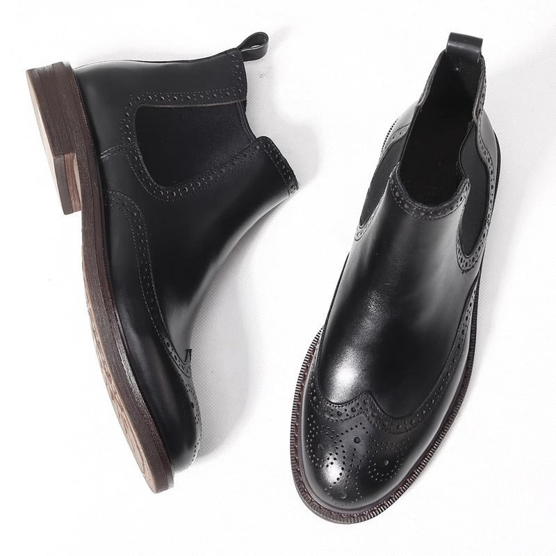 Herren-Chelsea-Stiefel aus Echtleder mit Plateau