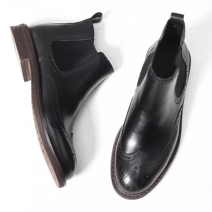 Herren-Chelsea-Stiefel aus Echtleder mit Plateau