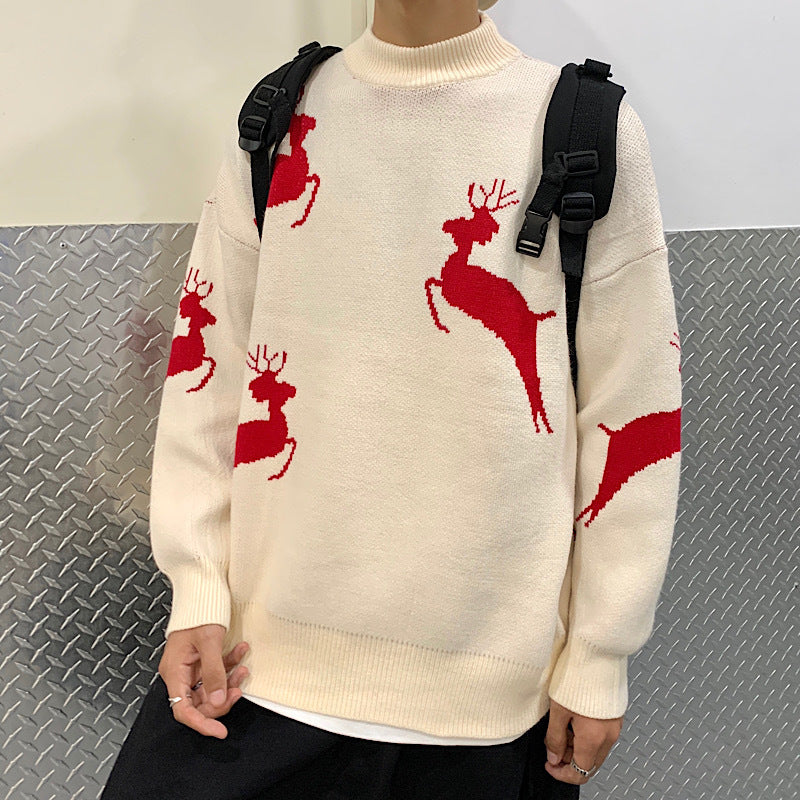 Unisex Strickpullover mit Rentier-Motiv