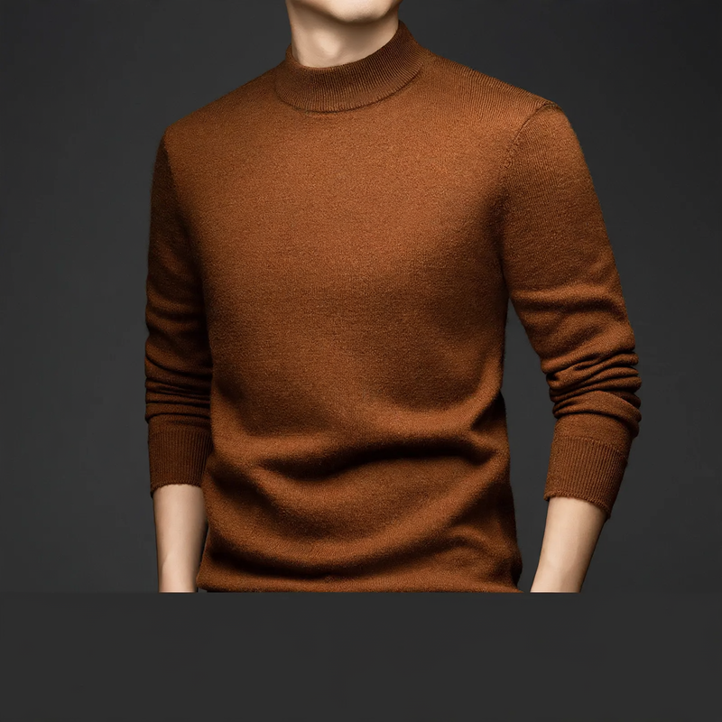Herren-Wollpullover, 100% Wolle, Stehkragen, dick