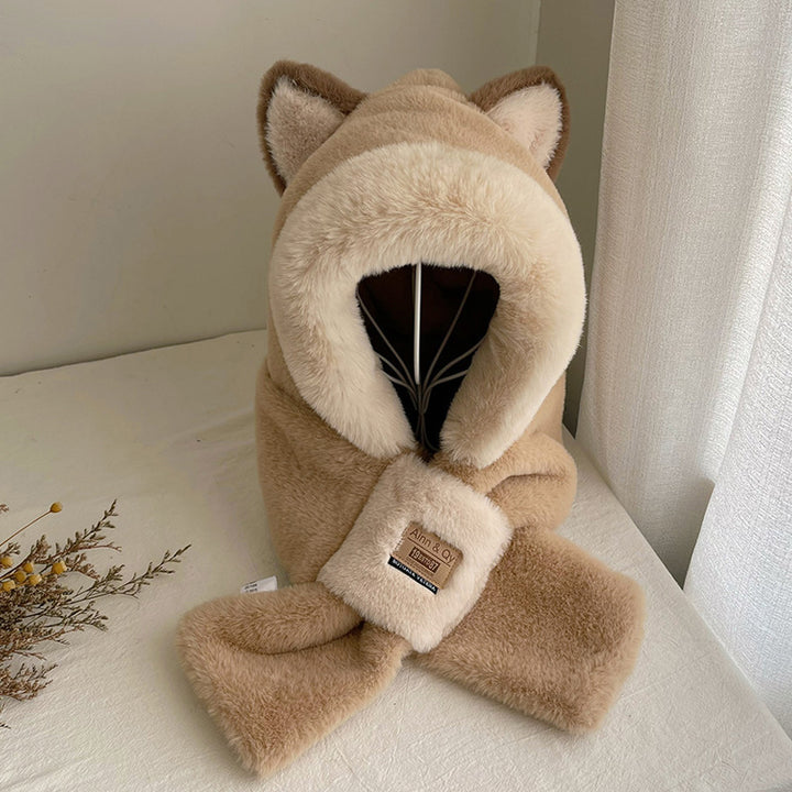 Gefütterte Winter-Kapuzenmütze mit Schal