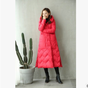 Lange Daunenjacke im Vintage-Stil mit Knebelverschlüssen