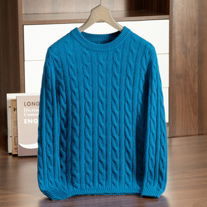 Herren-Kaschmirpullover mit Stehkragen und Jacquard-Muster