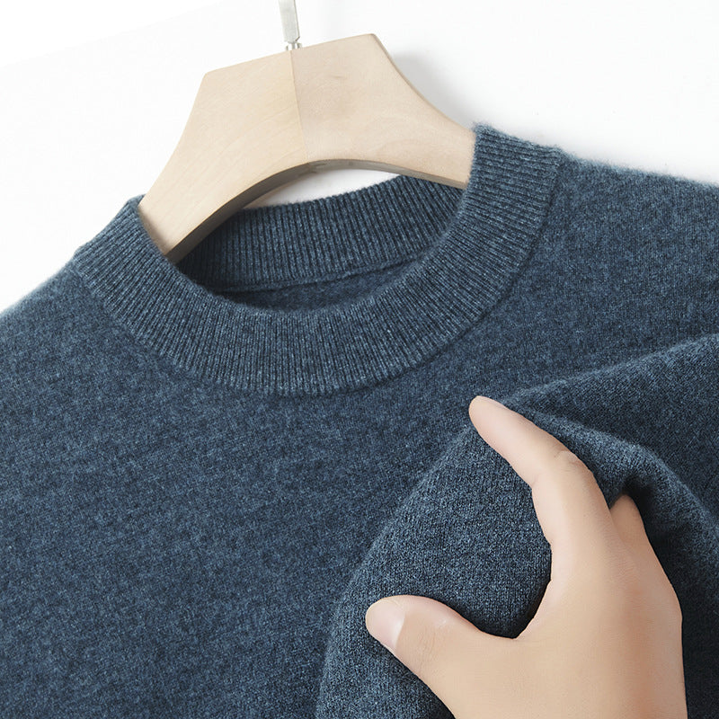 Herren-Kaschmirpullover, Rundhals, einfarbig