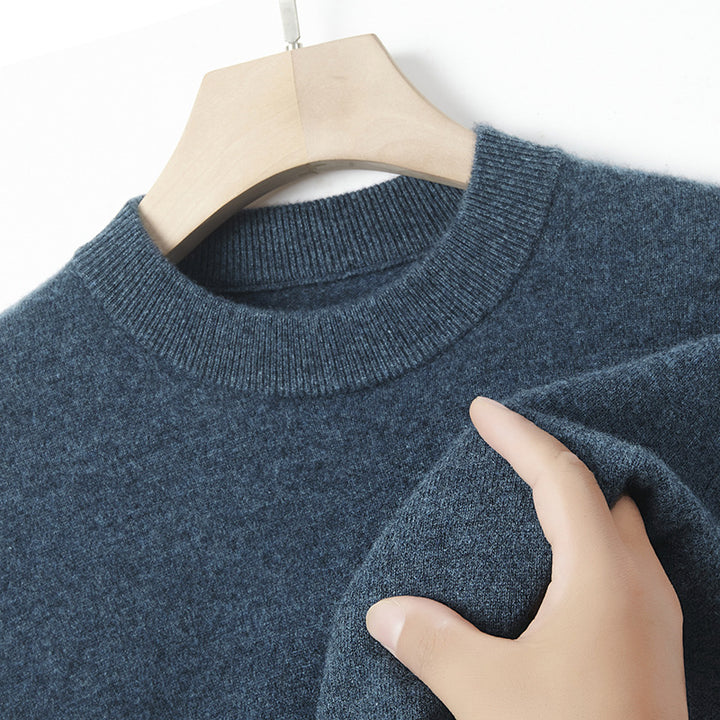 Herren-Kaschmirpullover, Rundhals, einfarbig