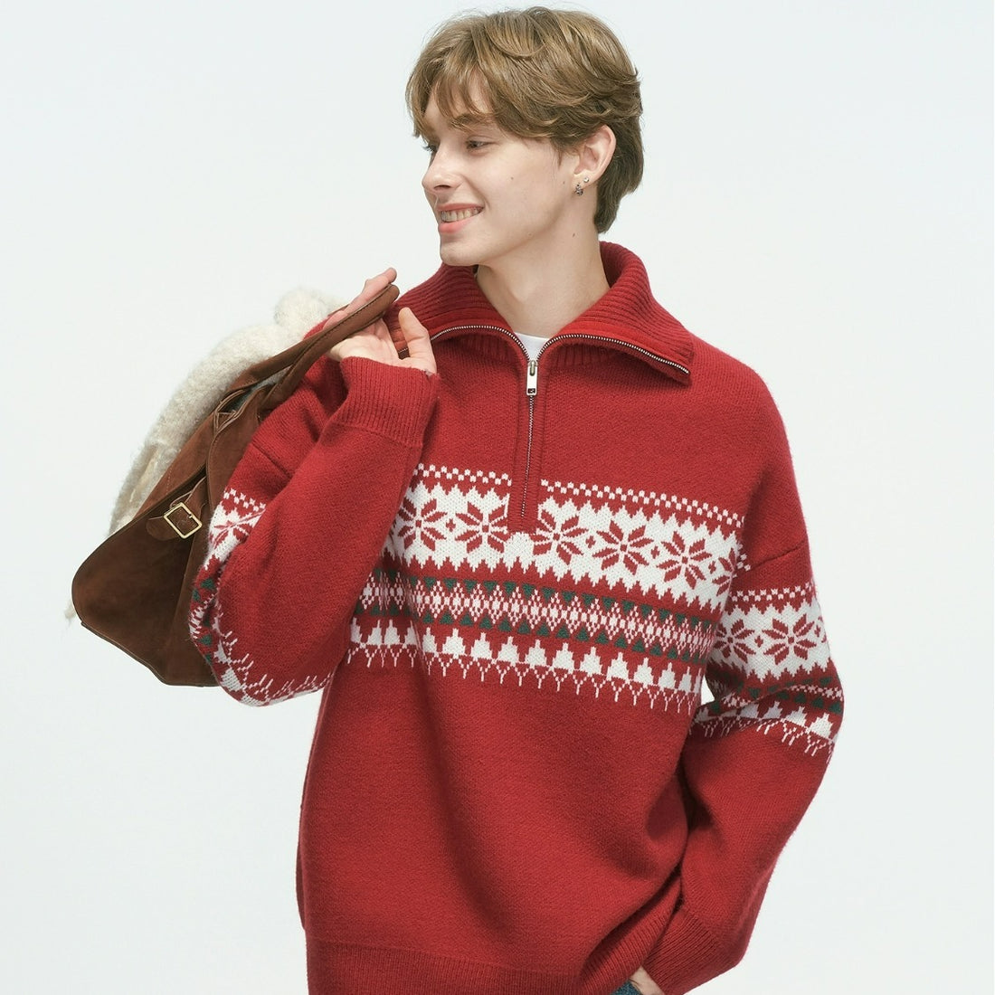 Unisex-Weihnachtspullover mit Reißverschluss