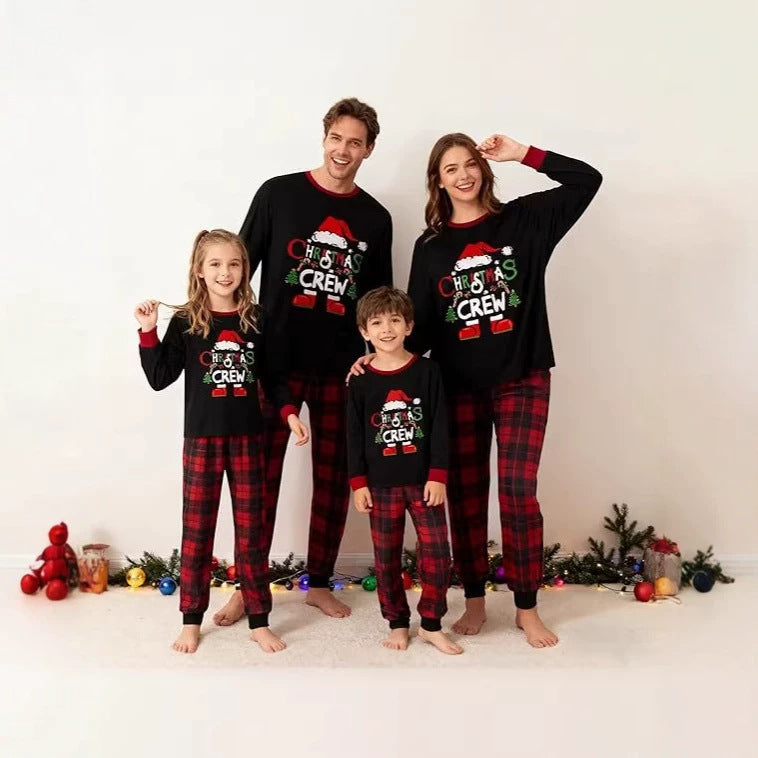 Weihnachts-Familien-Schlafanzug-Set im Karomuster