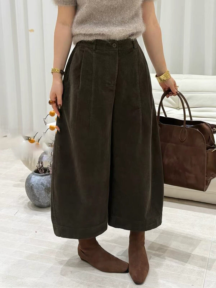 Kord-Hosen mit weitem Bein, High-Waist, Herbst/Winter