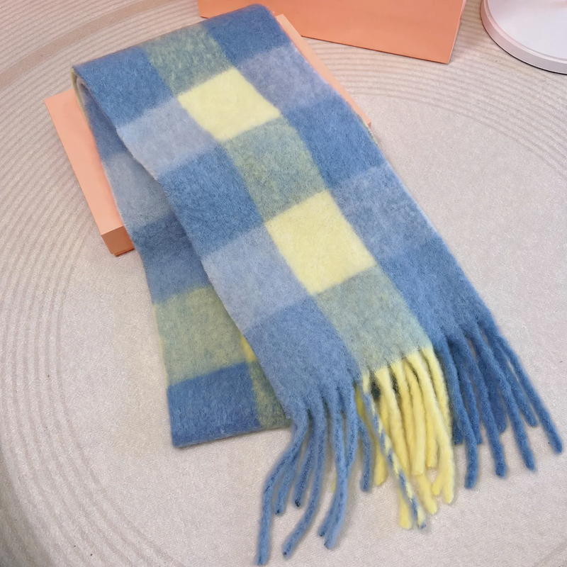 Langer Regenbogen-Schal aus Mohair-Wollmischung