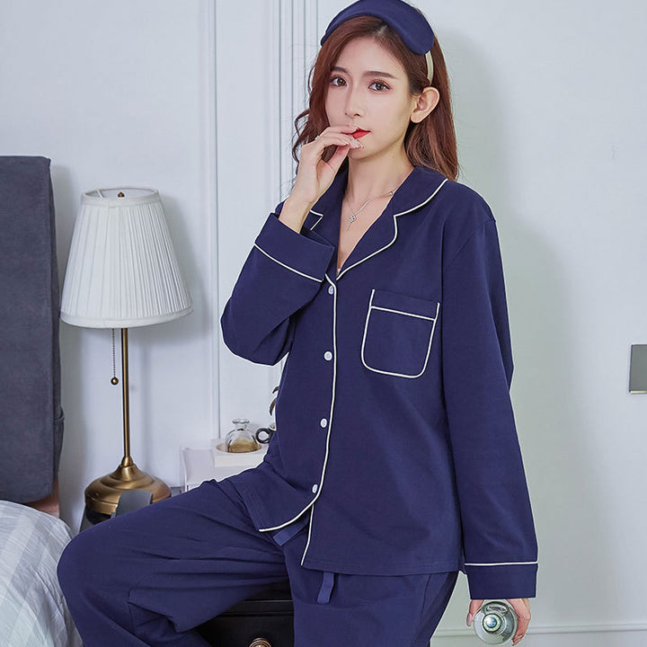 Damen-Pyjama-Set, Baumwolle, Langarm, festliches Design