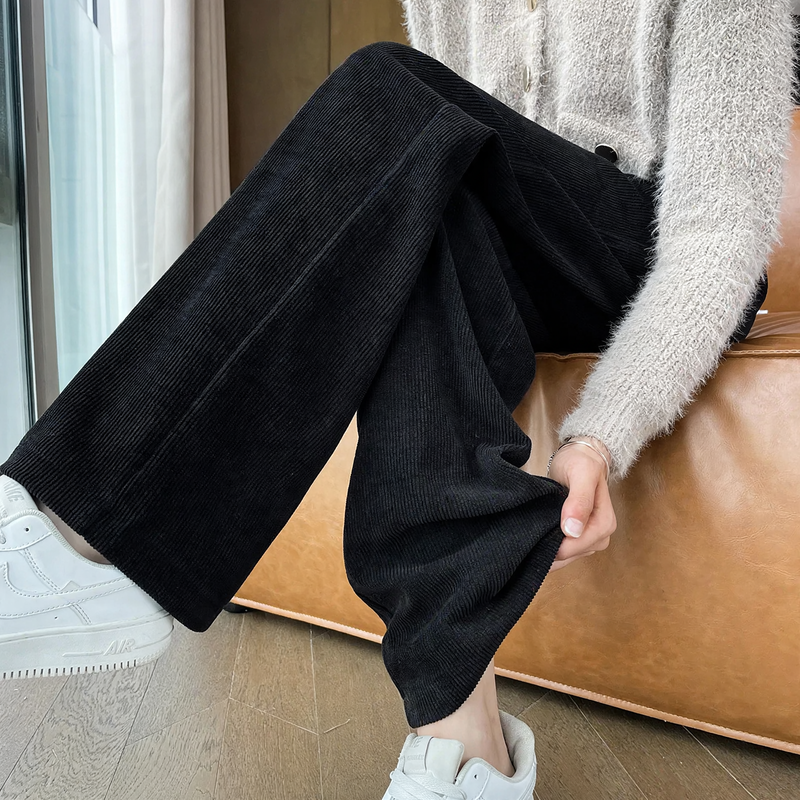 Chenille-Weithose für Damen, gerade geschnitten