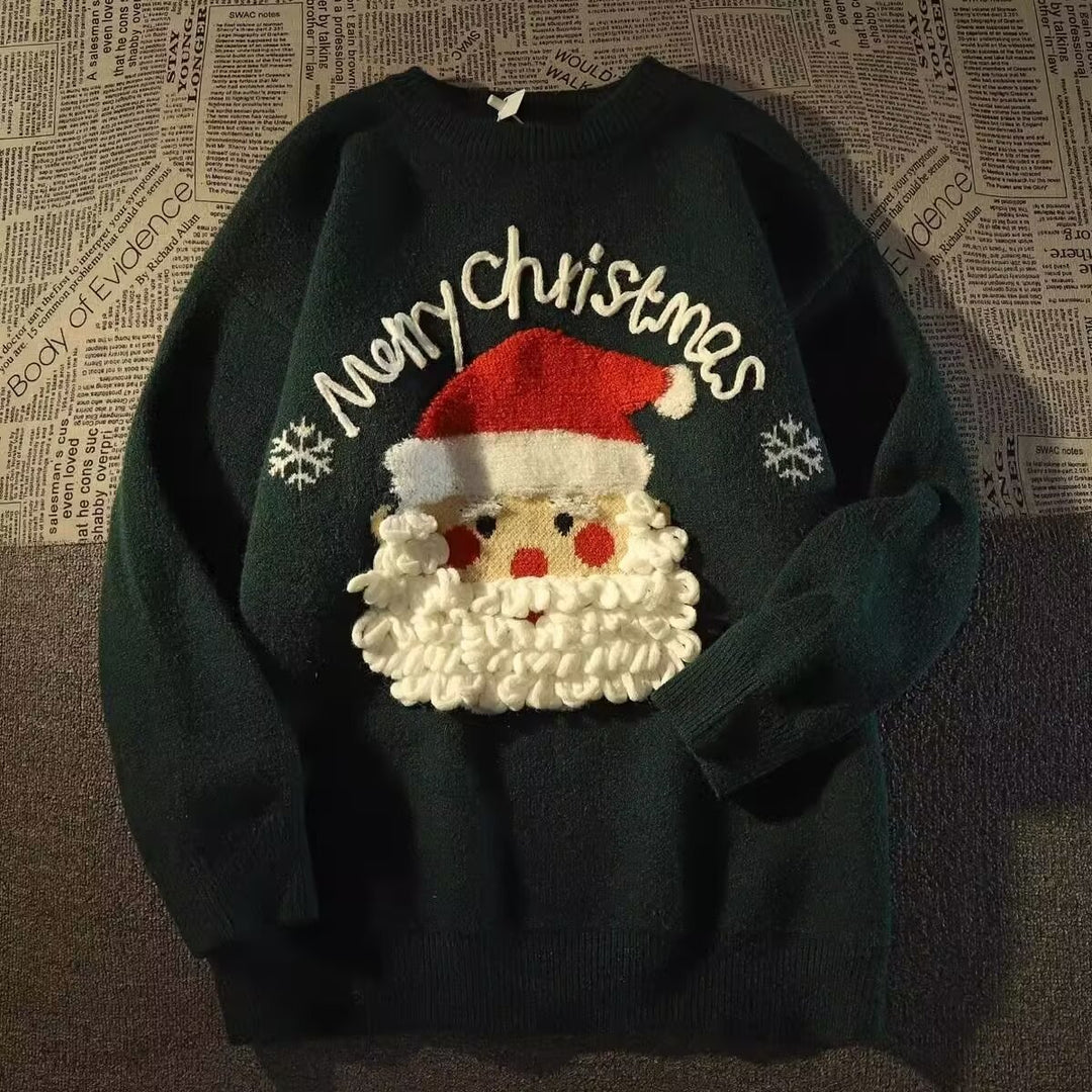 Weihnachtspullover für Herren, Rundhalsausschnitt, Motiv