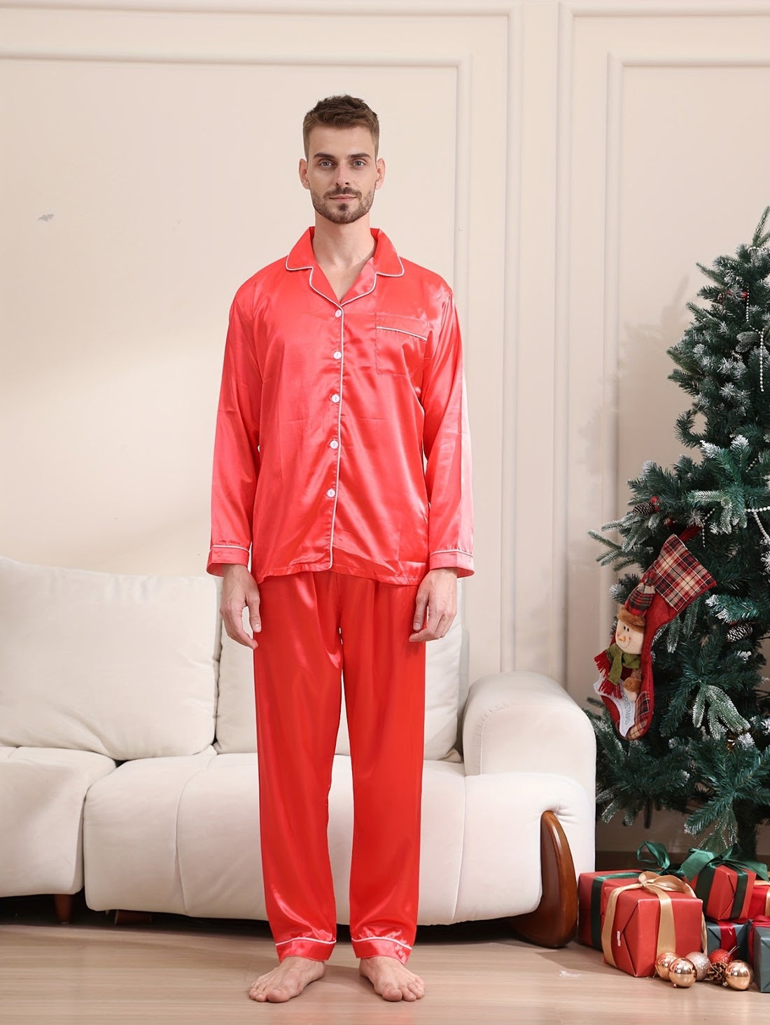 Exquisites Herren-Schlafanzug-Set, langärmelig