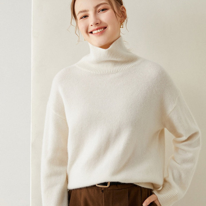 Lockerer Damen-Strickpullover mit Rollkragen