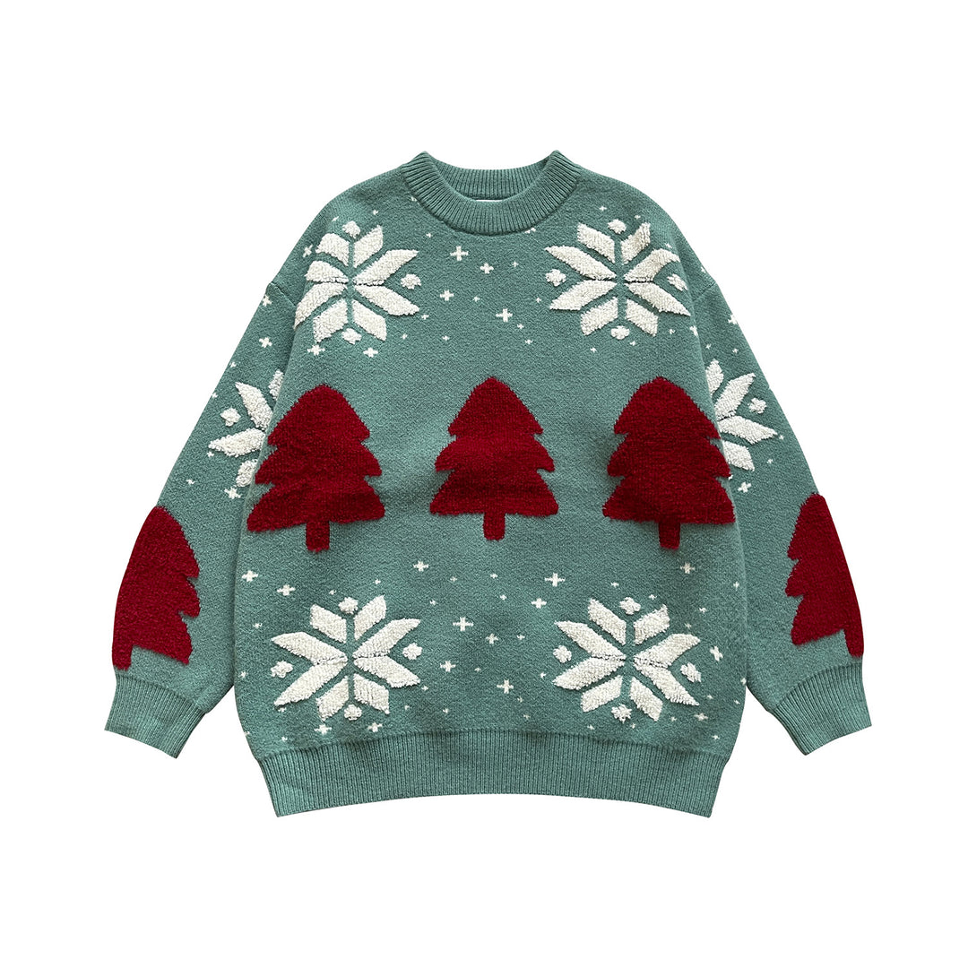 Weihnachtspullover mit Rentier-Motiv im Oversize-Look