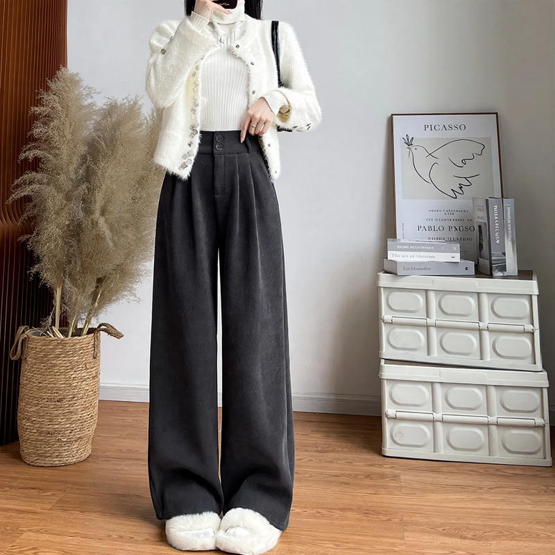 Damen-Cordhose, weit geschnitten, gerade Passform