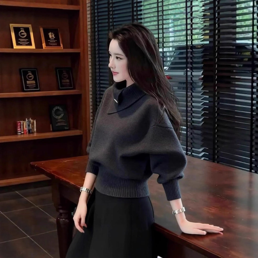 Lässiger Rollkragen-Strickpullover