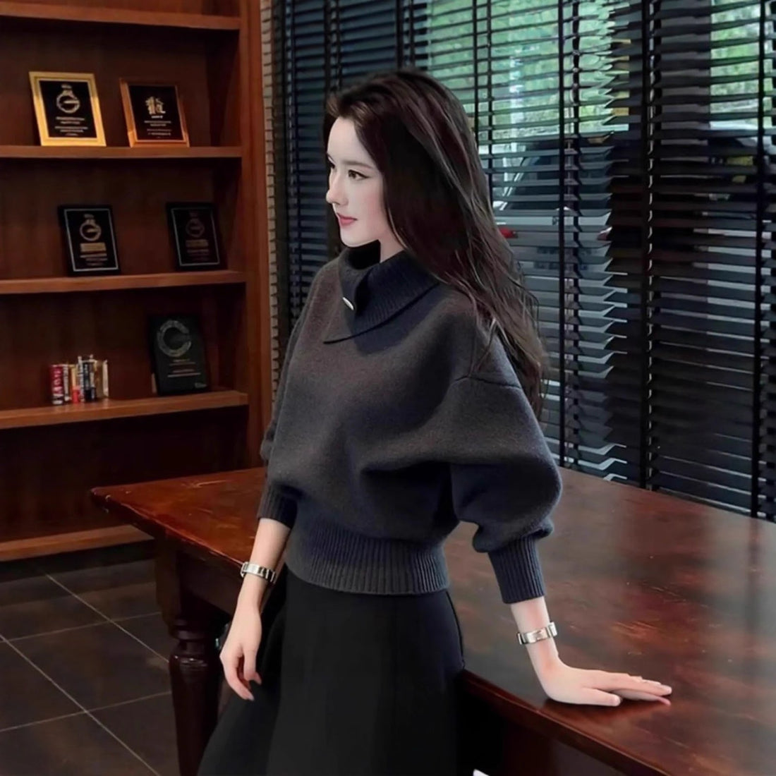 Lässiger Rollkragen-Strickpullover