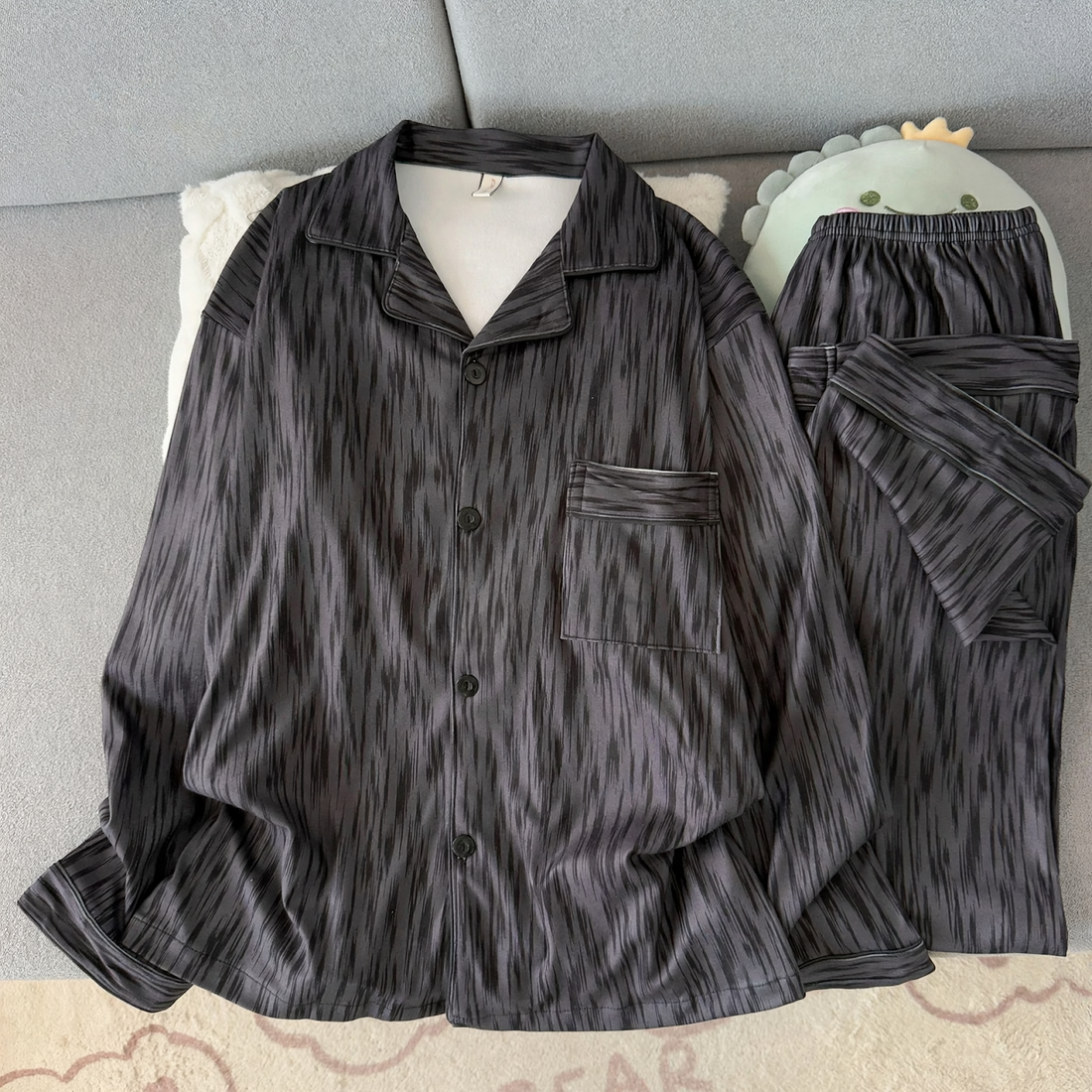 Herren-Pyjama-Set, warmes Thermomaterial, lockere Passform