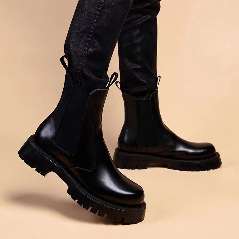 Herren Chelsea-Stiefel aus Rindsleder, atmungsaktiv