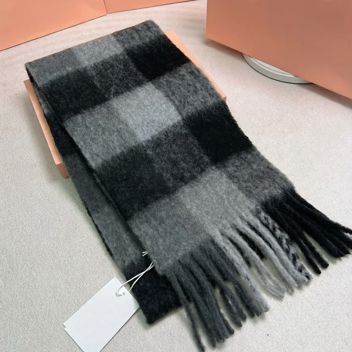 Langer Regenbogen-Schal aus Mohair-Wollmischung