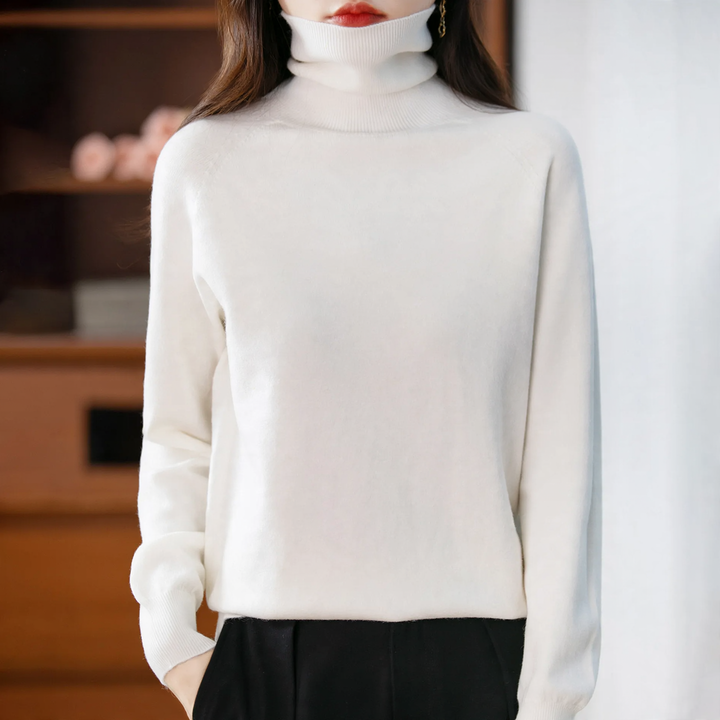 Damen-Strickpullover mit hohem Kragen, locker