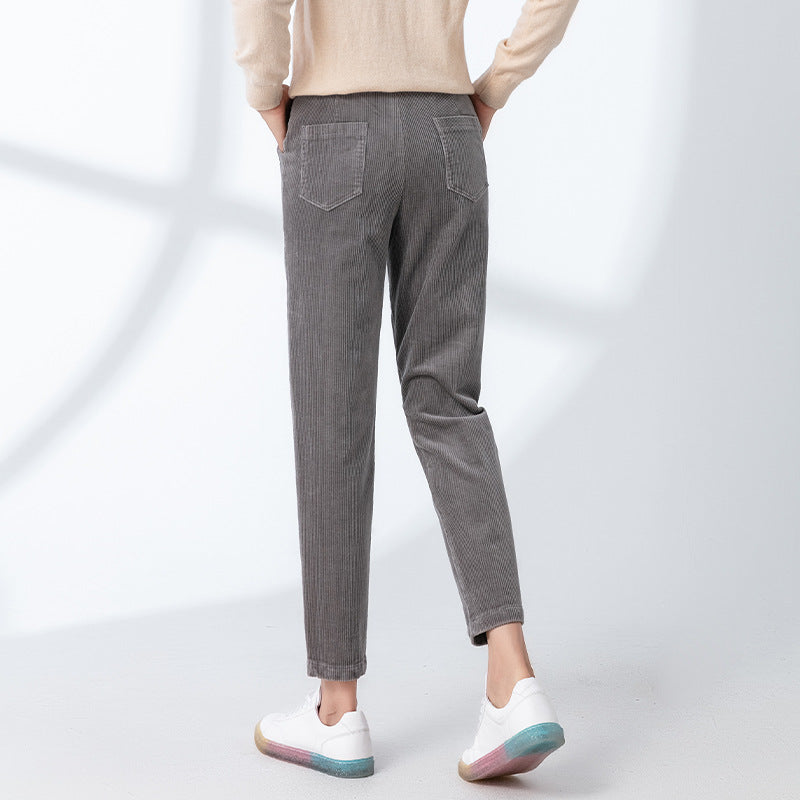 Damen-Cordhose, lockerer Schnitt, 7/8-Länge
