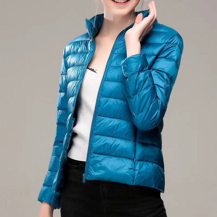 Damen-Steppjacke, kurz, tailliert, mit Kapuze