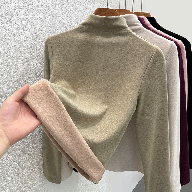 Wollmischung-Rollkragenpullover mit Thermofutter