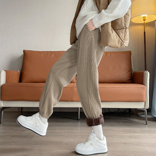 Damen-Cordhose, gefüttert, lässiger Schnitt