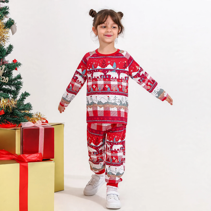 Weihnachts-Pyjama-Set für die Familie, Strickoptik-Druck