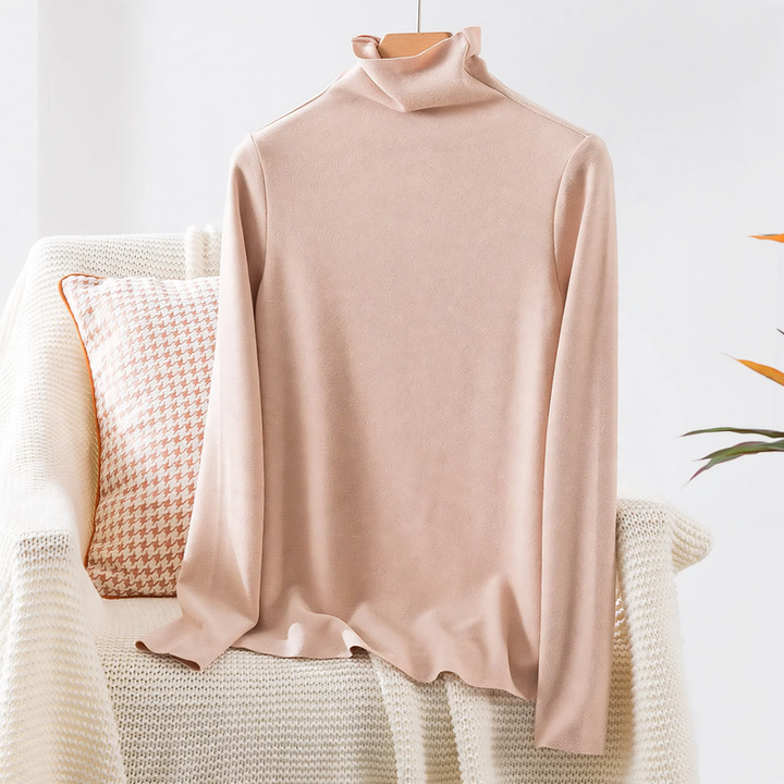 Damen-Rollkragenpullover aus Kaschmir-Seiden-Mix
