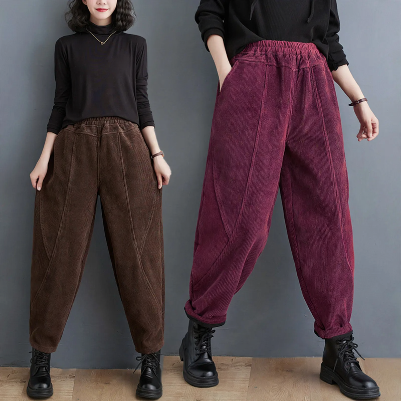 Kordhose für Damen, weiter Schnitt, gefüttert