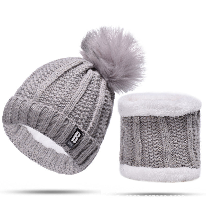 Strickmütze und Schal Set, gefüttert, für Herbst und Winter