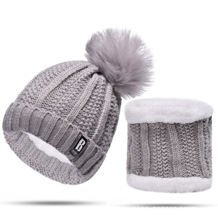 Strickmütze und Schal Set, gefüttert, für Herbst und Winter