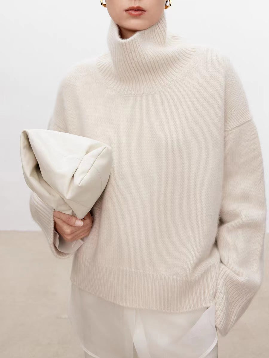 Damen-Rollkragenpullover, Oversize, für Herbst und Winter