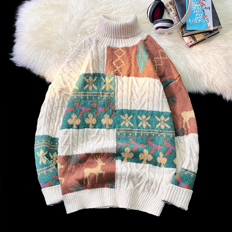Gefütterter Rollkragenpullover im Retro-Stil