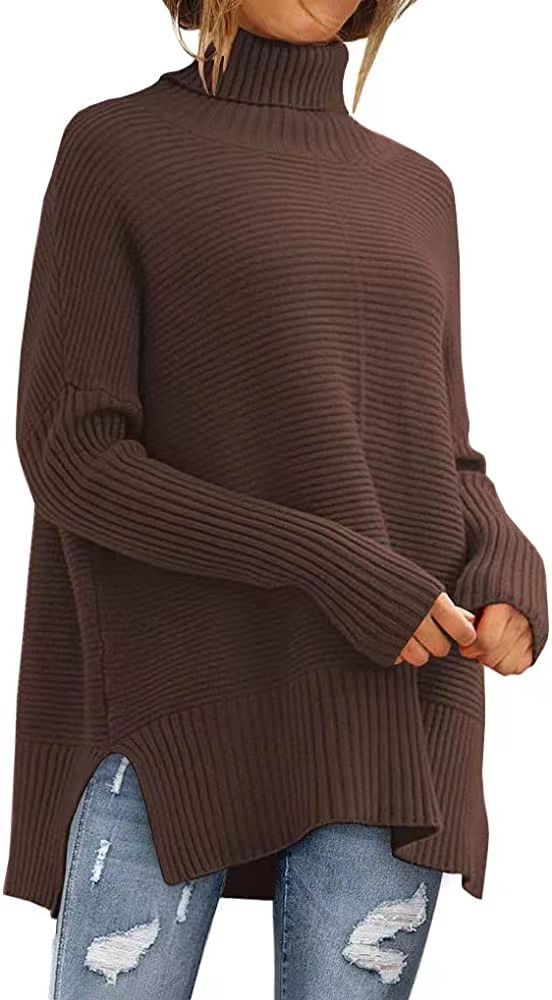 Damen Strickpullover, Rollkragen, weiter Schnitt